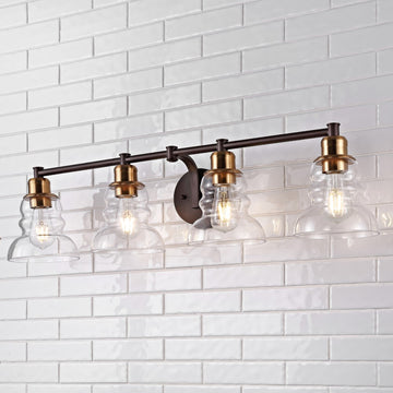Manhattan Vintage Metal/Glass Industrial Rustic LED Vanity